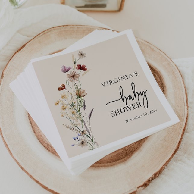 Boho Wildblumen Babydusche Serviette (Boho Wildflowers Baby Shower Napkins by Painted Paperie
)