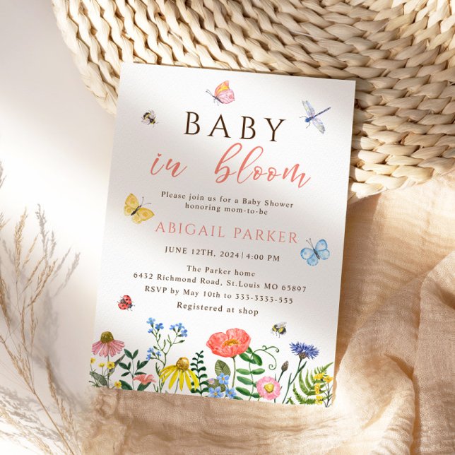Boho Wildblumen Bee Baby Shower Einladung (Von Creator hochgeladen)