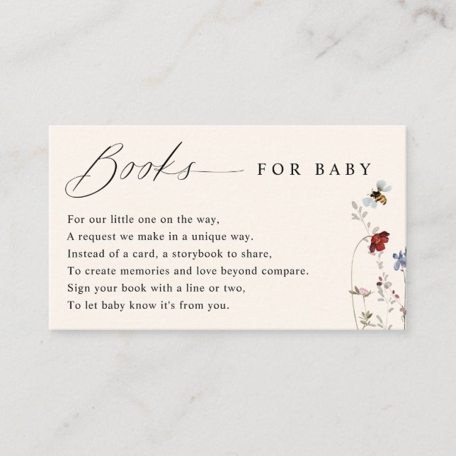 Boho Wildblumen Bees Baby Showbucher Begleitkarte (Vorderseite)