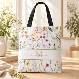 Boho Wildblumen Benutzerdefinierter Name Monogramm