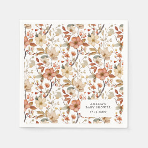 Boho Wildblumen Blumen Weiß Babyparty Serviette