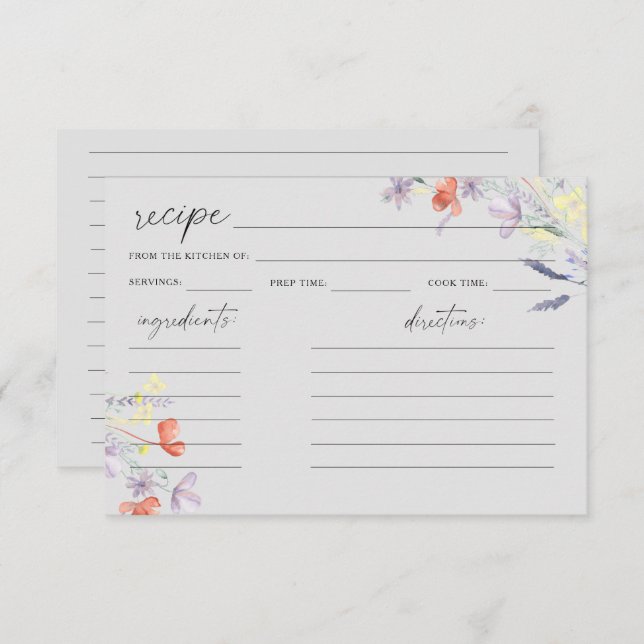 Boho Wildblumen Blumenkochkarte (Vorne/Hinten)