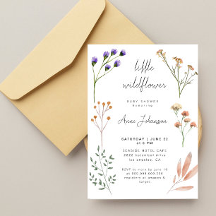 Boho-Wildblumen-Blumenrahmen-Baby-Party Einladung