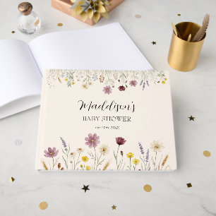 Boho Wildblumen Blumenwiese Gold Baby Shower Gästebuch