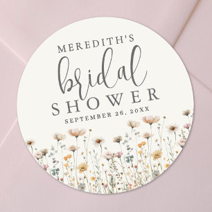 Boho-Wildblumen-Braut- Dusche Runder Aufkleber