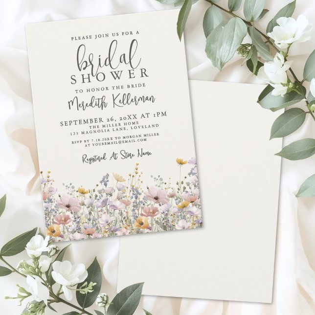 Boho-Wildblumen-Brautparty Einladung (Boho Wildflower Bridal Shower Invitation)
