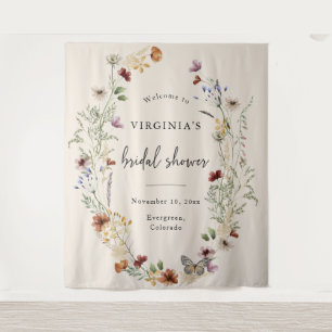 Boho-Wildblumen-Brautparty Wandteppich