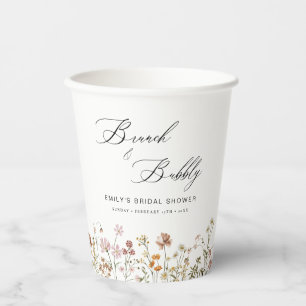 Boho Wildblumen-Brunch & Sekt Brautparty Pappbecher