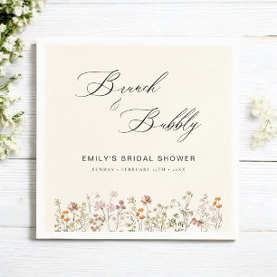 Boho Wildblumen-Brunch & Sekt Brautparty Serviette