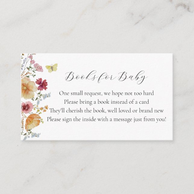 Boho Wildblumen Bücher für Baby Begleitkarte (Vorderseite)