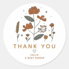 Boho Wildblumen Danke, Sticker