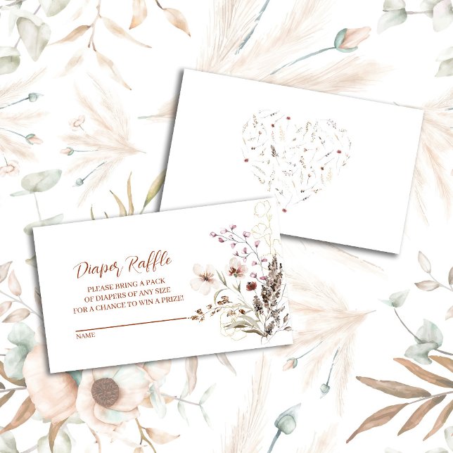 Boho Wildblumen Diaper-Umschließungskarte Begleitkarte (Von Creator hochgeladen)