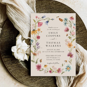 Boho Wildblumen Einladung Hochzeit