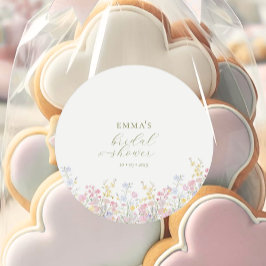 Boho-Wildblumen Elegante Babyparty Runder Aufkleber