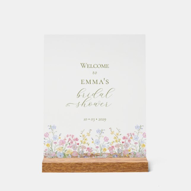 Boho-Wildblumen Elegante Brautparty  Acrylschild (Vorderseite)