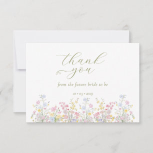 Boho-Wildblumen Elegante Brautparty  Dankeskarte