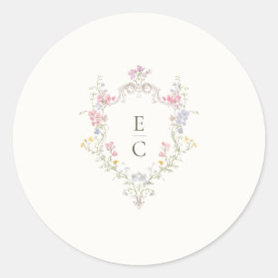 Boho-Wildblumen Elegante Hochzeit Runder Aufkleber