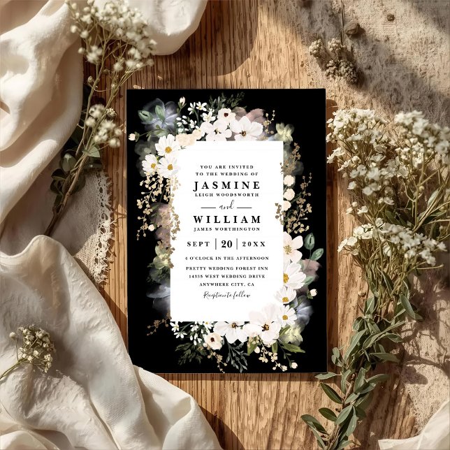Boho Wildblumen Elegante moderne QR-Code-Hochzeit Einladung (Von Creator hochgeladen)