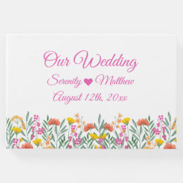 Boho Wildblumen Elegantes Floral Wedding Gästebuch