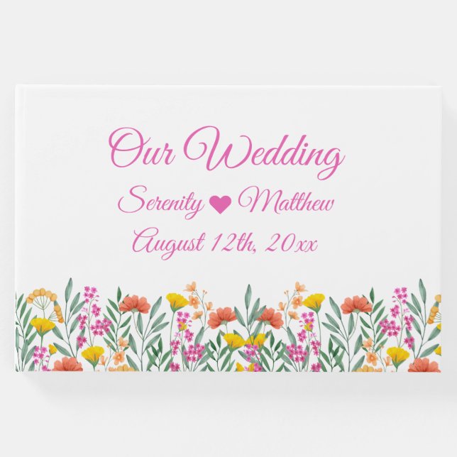 Boho Wildblumen Elegantes Floral Wedding Gästebuch (Vorderseite)