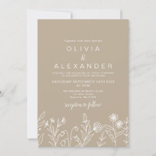 Boho-Wildblumen-erdige-Tan-Hochzeit Einladung