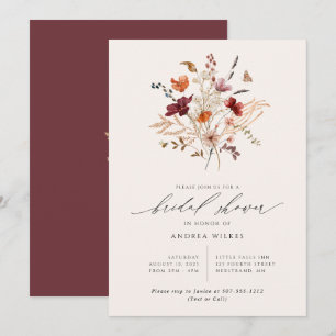 Boho Wildblumen Fall Brautparty Einladung
