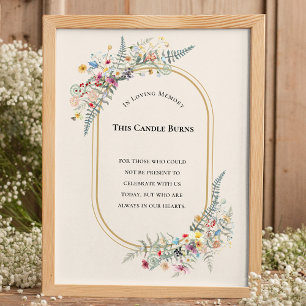 Boho-Wildblumen-Farn-Hochzeit Diese Kerze brennt Poster