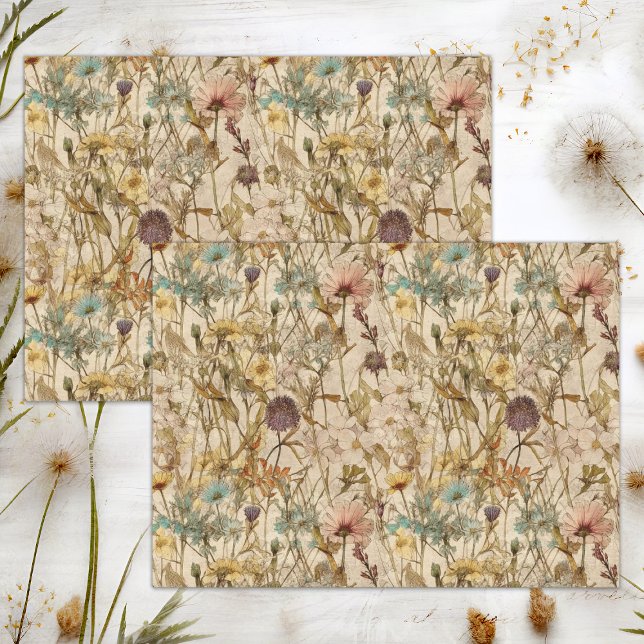 BOHO WILDBLUMEN FLORALDEKOUPAGE SEIDENPAPIER (BOHO WILDFLOWERS FLORAL DECOUPAGE TISSUE PAPER)