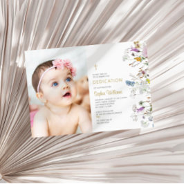 Boho Wildblumen Foto Girl Dedication Einladung