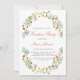 Boho Wildblumen Garden Party Geburtstag Einladung