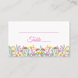 Boho Wildblumen Garden Pink Floral Wedding Platzkarte
