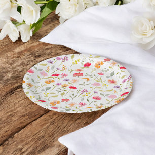 Boho Wildblumen Gartengarten Brautparty Party Pappteller