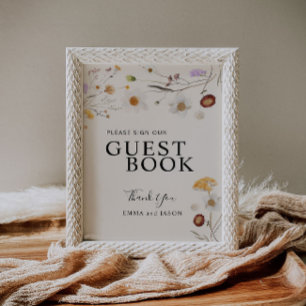 Boho Wildblumen Gästebuch Wedding Sign