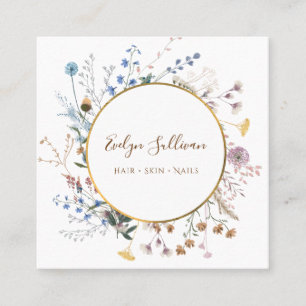 Boho Wildblumen Gold Circle Visitenkarte