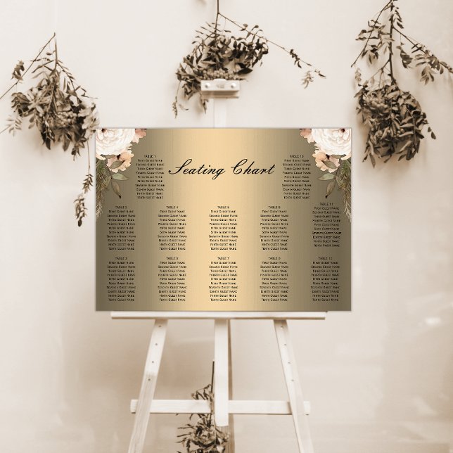 Boho Wildblumen Gold Wedding Seating Chart Poster (Von Creator hochgeladen)