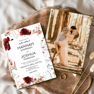 Boho Wildblumen Herbst Foto Instagram Hochzeit Einladung