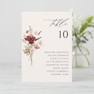 Boho-Wildblumen-Herbsthochzeit-Sitzplan-Karten Einladung