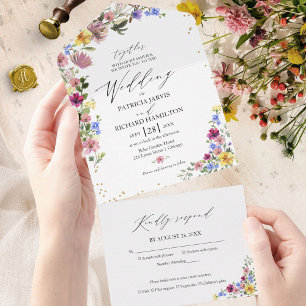 Boho-Wildblumen-Hochzeit All In One Einladung
