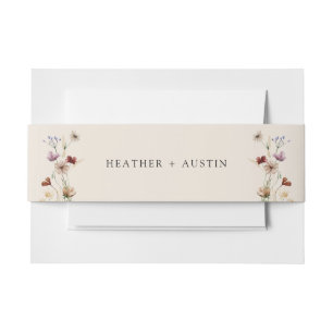 Boho-Wildblumen-Hochzeit Bauchband Einladungsbanderole