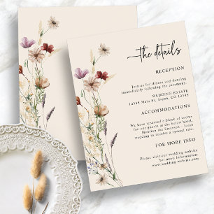 Boho-Wildblumen-Hochzeit-Beilagekarte Begleitkarte