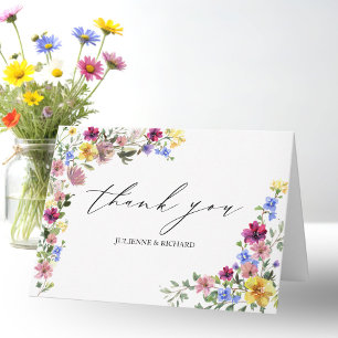 Boho-Wildblumen-Hochzeit Danke Karte