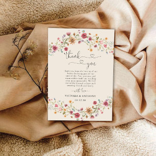 Boho Wildblumen Hochzeit Dankeschön Karten