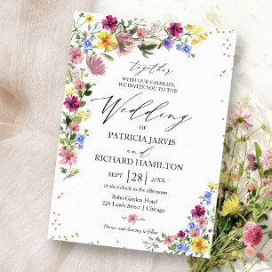 Boho-Wildblumen-Hochzeit Einladung