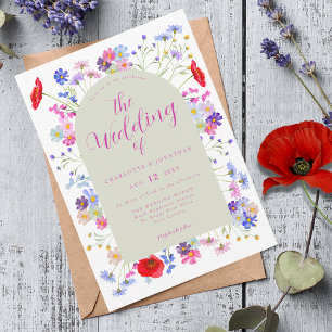 Boho-Wildblumen-Hochzeit Einladung