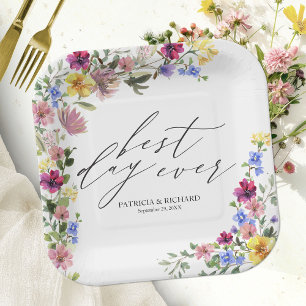 Boho-Wildblumen-Hochzeit Pappteller