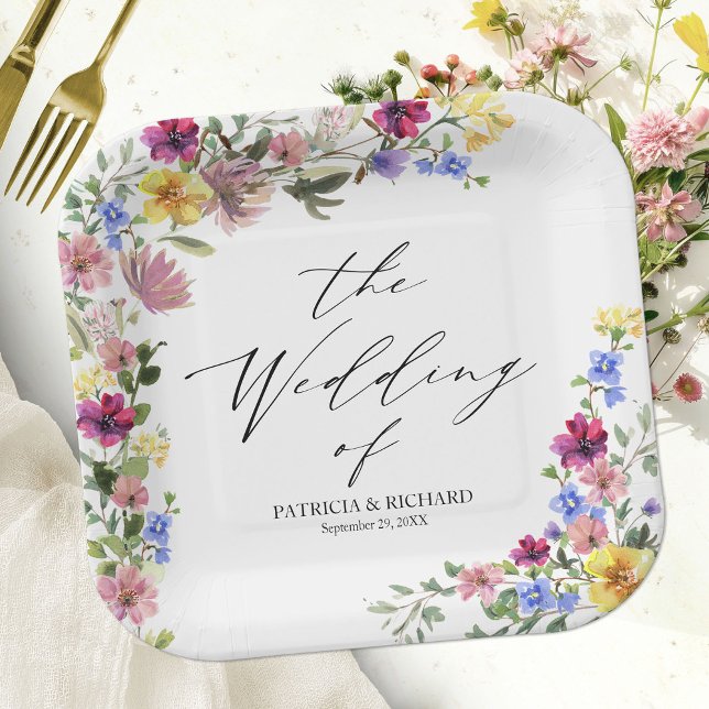 Boho-Wildblumen-Hochzeit Pappteller (Von Creator hochgeladen)