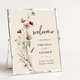 Boho-Wildblumen-Hochzeitsbegrüßung Poster