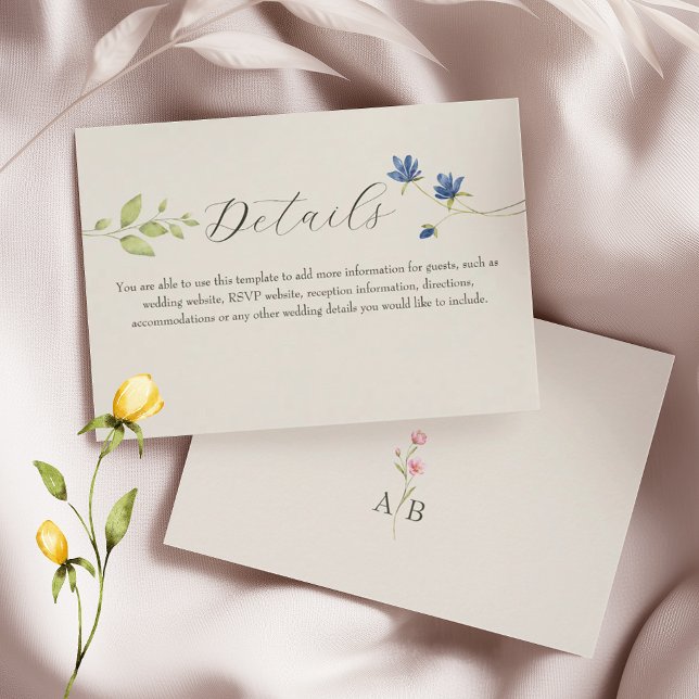 Boho Wildblumen-Hochzeitsdetails Begleitkarte (Von Creator hochgeladen)