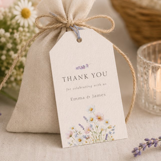 Boho-Wildblumen-Hochzeitsgunst-Geschenk-Dankeschön Geschenkanhänger (Bohemian Wildflowers Wedding Favor Thank You Gift Tags)