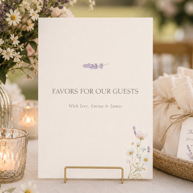 Boho-Wildblumen-Hochzeitsgunst-Tischschild (Bohemian Wildflowers Wedding Favors Tabletop Sign)